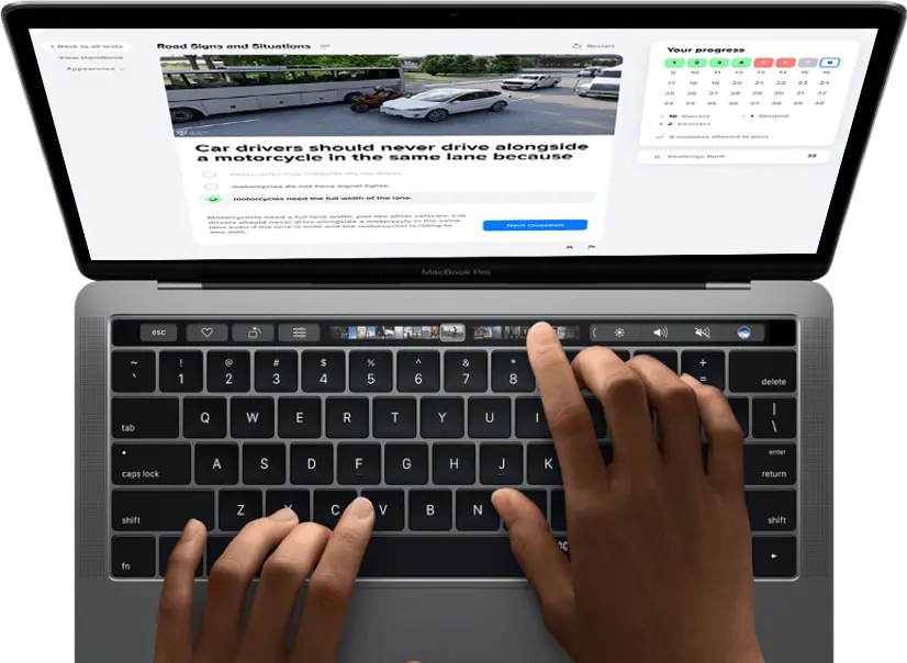 Driving-Tests program displayed on a laptop